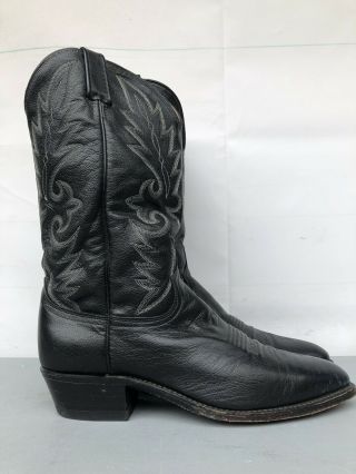 Dan Post Western Cowboy Boots Usa Made Vintage Black Leather Men 