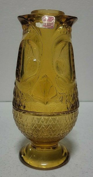 Vintage Viking Glass Amber Owl Fairy Lamp