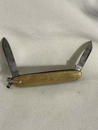 Vintage Colonial Prov Ri Usa Gold Folding Pocket Knife 2 Blade Gold Plated