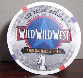 Wild Wild West Casino Chips Gambling Hall $1 Chip Poker Las Vegas Nevada