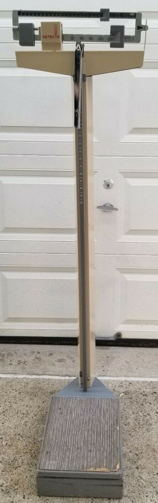 M) Vintage Detecto Eye Level Physician Scale 350lb Body Weight With Height Rod