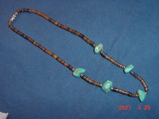 Vintage Navajo Indian Turquoise Nugget And Heishi Necklace
