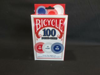 Bicycle Poker Chips Pack Of 100 25 Red 50 Ivory 25 Blue Plastic/washable/casino