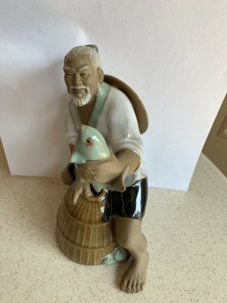 Vintage Ceramic Chinese Mudmen Fisherman Figurine
