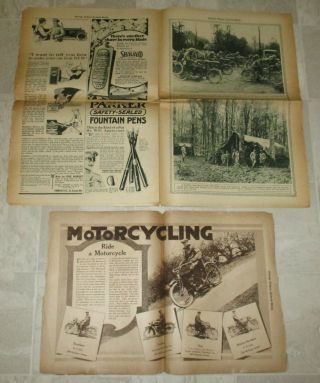 1918 Chicago Sunday Tribune British Motorcycles,  Indian Harley Thor & Excelsior