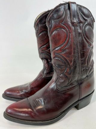 Vintage Dingo Usa 5959 Burgundy Leather Retro Western Cowboy Boots Size 12 D