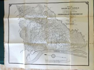 Civil War Map Of Shiloh Battlefield 1862 (1900) Battle Lines 22x28 "