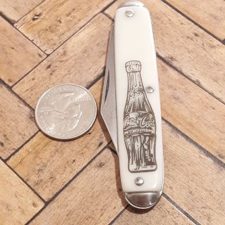 Coca Cola Advertising Knife Made In Usa Single Blade Old Vintage Folding Pocket