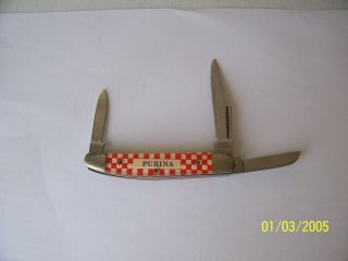 Vintage Purina Pocket Knife - Utica Japan - Corrosion On 1 End Otherwise Vg