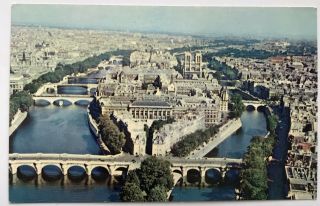 France 1960s Pan Am Airline Advertising Postcard Paris River Seine View