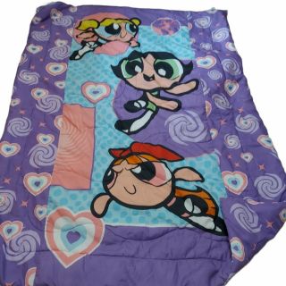 Vintage 2000 Powerpuff Girls Twin Bed 5 Piece Bed Set Purple Cartoon Network 2