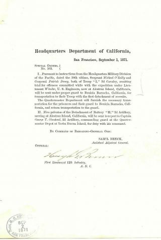 Civil War Hero Hugh Gibson Brown Sgned General Order California 1871 Indian Wars