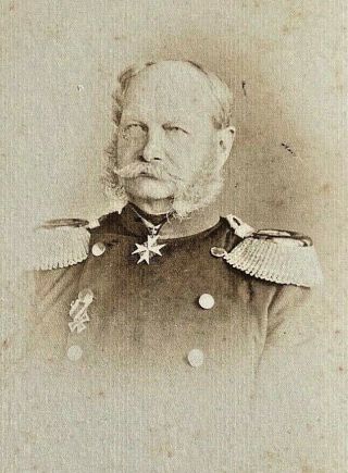 - German General Field Marshal Herwarth Von Bittenfeld Cdv Photo C1864