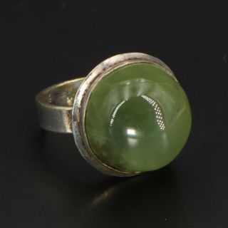 Vtg Sterling Silver - Green Tourmaline Dome Solitaire Cocktail Ring Size 6 - 11g