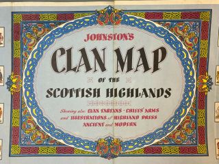 Johnston Clan Map Of The Scottish Highlands Vintage 1950 