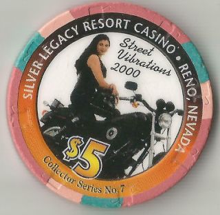 Reno Silver Legacy Street Vibrations 2000 $5 Casino Chip
