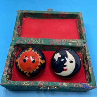 Vintage Baoding Balls Stress Relief Chime Music Moon Sun China