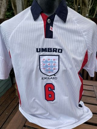 Vintage England Home 1998 Football Shirt By Umbro Size Large No 6 World Cup Rare