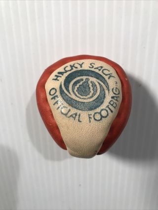 Vintage Hacky Sack Official Footbag 2 Panel Red And White Leather 4151994