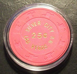 (1) 25 Cent Silver City Casino Chip - 1979 - Las Vegas,  Nevada