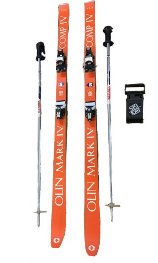 Vintage Olin Mark Iv Retro Orange Skis 170 Cm Kirma Ski Poles And Ski Tote