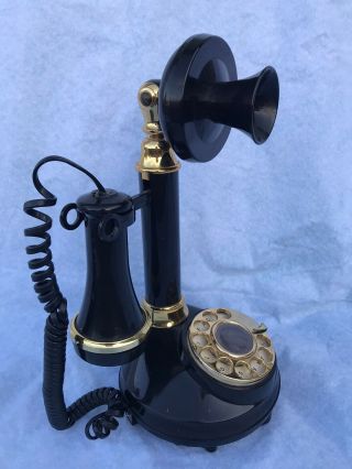 Vintage￼ Deco - Tel Candlestick Rotary Telephone American Communications Black