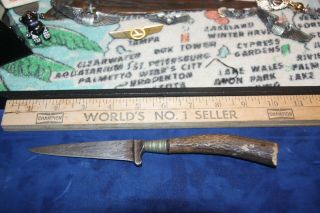 Vintage Handmade Stag Horn Craved " One Of A Kind " Dagger Type Knife