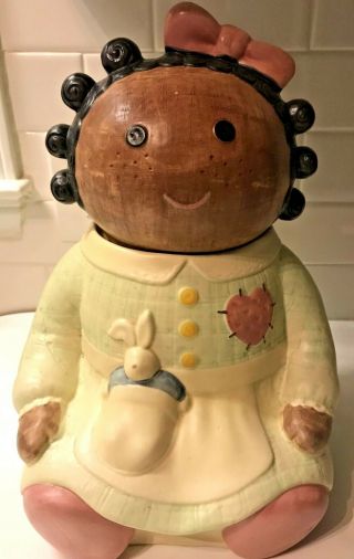 Vtg Treasure Craft Black African American Raggedy Ann Doll " Spice " Cookie Jar