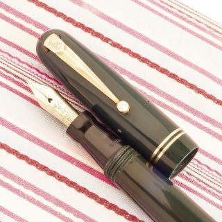 Vintage Mabie Todd Swan Self - Filler 3240 Forest Green Flexible Nib Fountain Pen