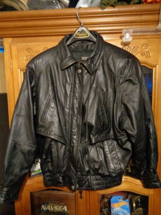 Vintage Wilsons Black Leather Motorcycle Jacket Size Small Biker Rocker Punk