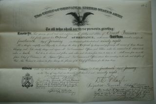 1898 Appointment Certificate For U.  S.  Soldier To Corporal Of Ordnance