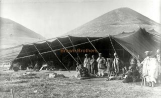 1900s Historic Iran Persia Arabs South Kurdistan Encampment Glass Photo Negative