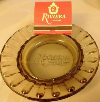 Riviera Hotel Casino Las Vegas Vintage Glass Ashtray And Matchbook Matches