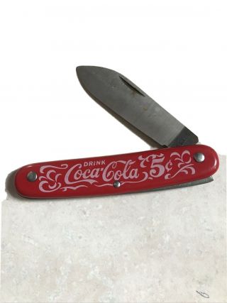 Vintage Novelty Knife Co Usa Red Drink Coca Cola Coke 5 Cents