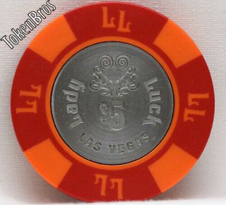 $5 Five Dollar Poker Gaming Chip Lady Luck Hotel Casino Las Vegas Nv 6th Issue