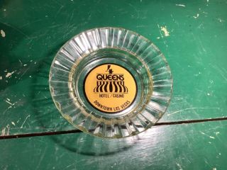 Vintage Glass Ashtray From 4 Queens Hotel And Casino Downtown Las Vegas Nevada