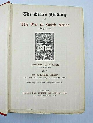 British Boer War The War In South Africa 1899 To 1902 Volume 5 Reference Book