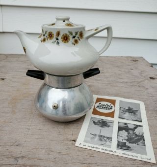 Vintage Letizia Espresso Coffee Maker - Floral Ceramic Pot & Instruction Book