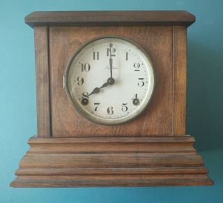 Old Ingraham “colgate” Wood Case 8 - Day Time & Strike Mantel Or Shelf Clock,  Runs