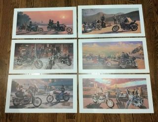 (6) Vintage 1980 Amf Harley Davidson Color Prints Nos Pristine