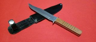Vintage Japan Bowie Knife Sabre 631 W/ Sheath Wood Handle Nos