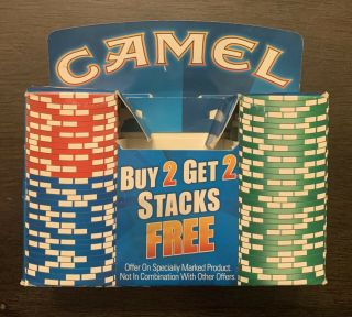 Camel Las Vegas Casino Poker Chips Boxed Vintage Set Of 50 Red Green Blue