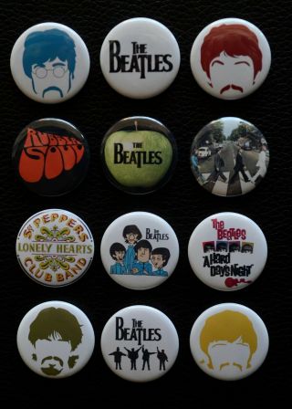 The Beatles - Magnet Set - 1 1/2 " Round - Set Of 12