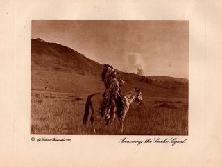 Vintage Wanamaker Indian Photogravure 1 - Answering The Smoke Signal