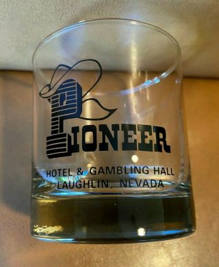 Vtg Pioneer Hotel & Gambling Hall Cocktail Rocks Glass Laughlin Nevada Souvenir