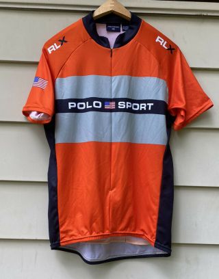 Vintage 90s Polo Sport Ralph Lauren Rlx Cycling Biking Jersey Men’s Made In Usa