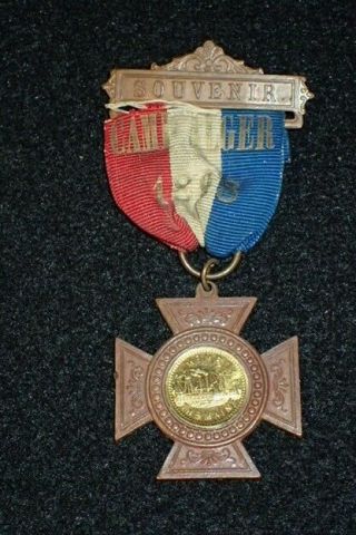 Spanish American War Souvenir 1898 Camp Alger Falls Church Va Medal Orig.  - Rare