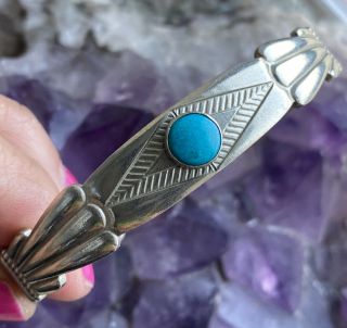 Gorgeous Vintage Navajo Turquoise Nickel Silver Bracelet Fred Harvey Era 1940/50