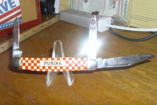 Purina Advertising,  3 Blade Stockman Pocket Knife,  Tang Stamp Ground Away