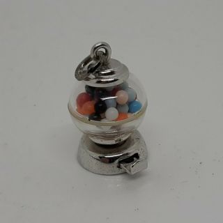 Vintage Beau Sterling Silver Bubble Gumball Machine Charm,  Movable,  3.  1g